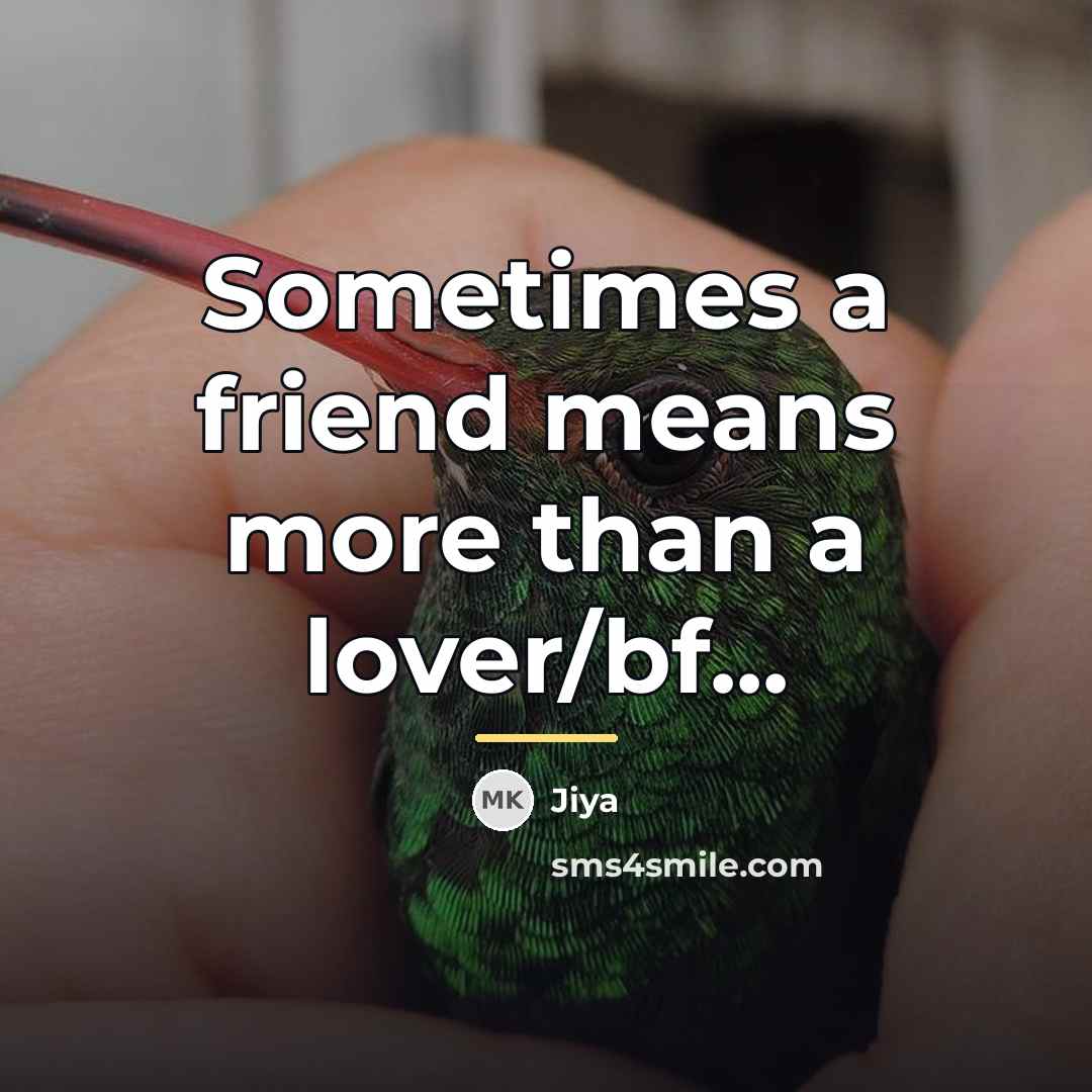 “Sometimes a friend means more than a lover/bf...…” quote by Jiya