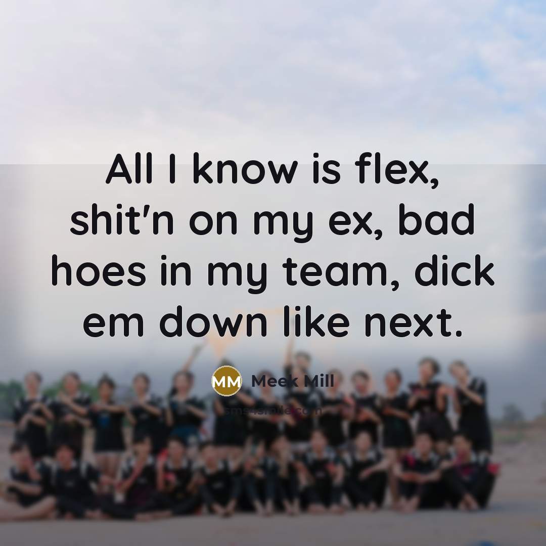 “All I know is flex, shit'n on my ex, bad…” quote by Meek Mill