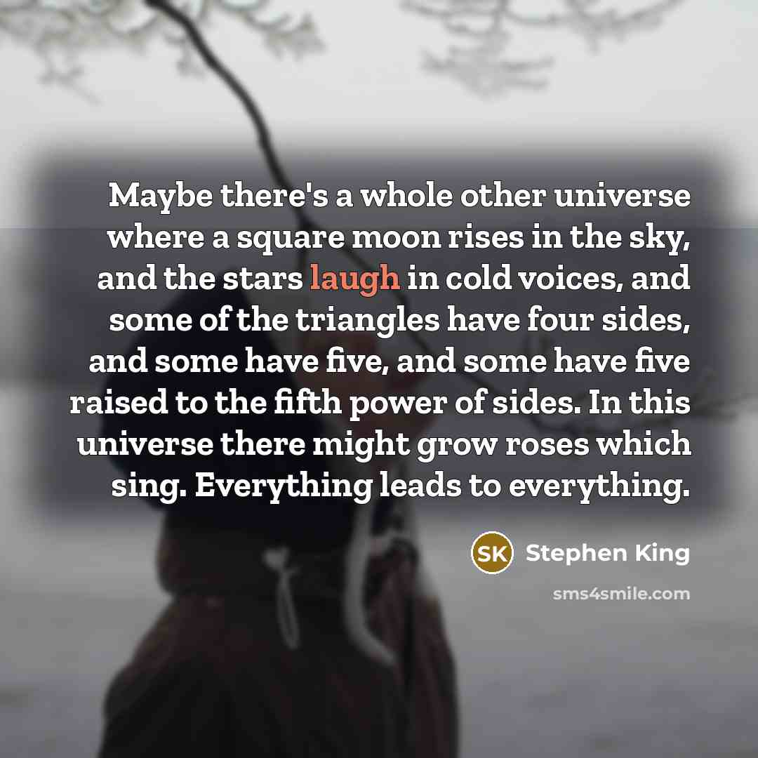 “Maybe there's a whole other universe where a square moon…” quote by Stephen King