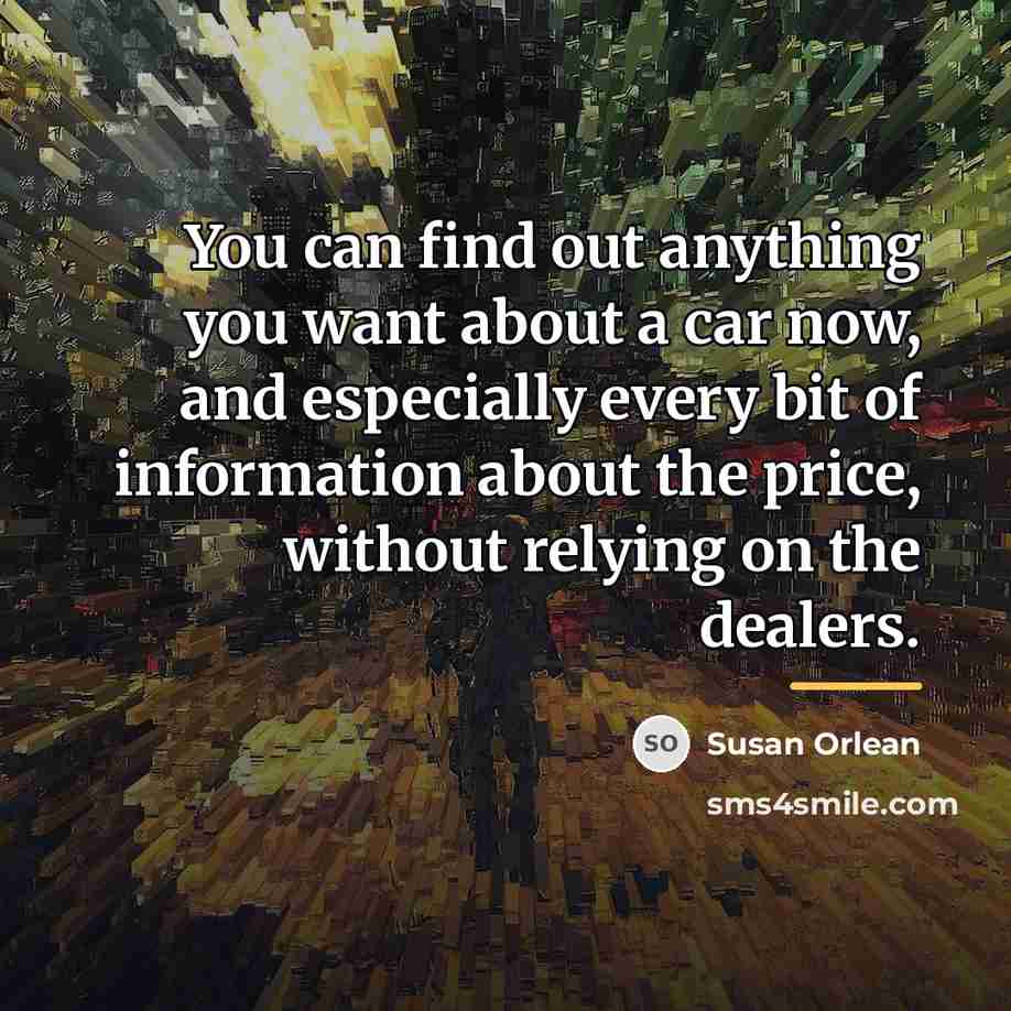 “You can find out anything you want about a car…” quote by Susan Orlean