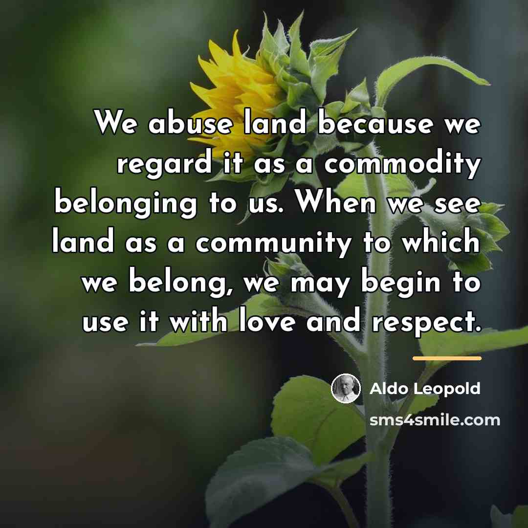 “We abuse land because we regard it as a commodity…” quote by Aldo Leopold