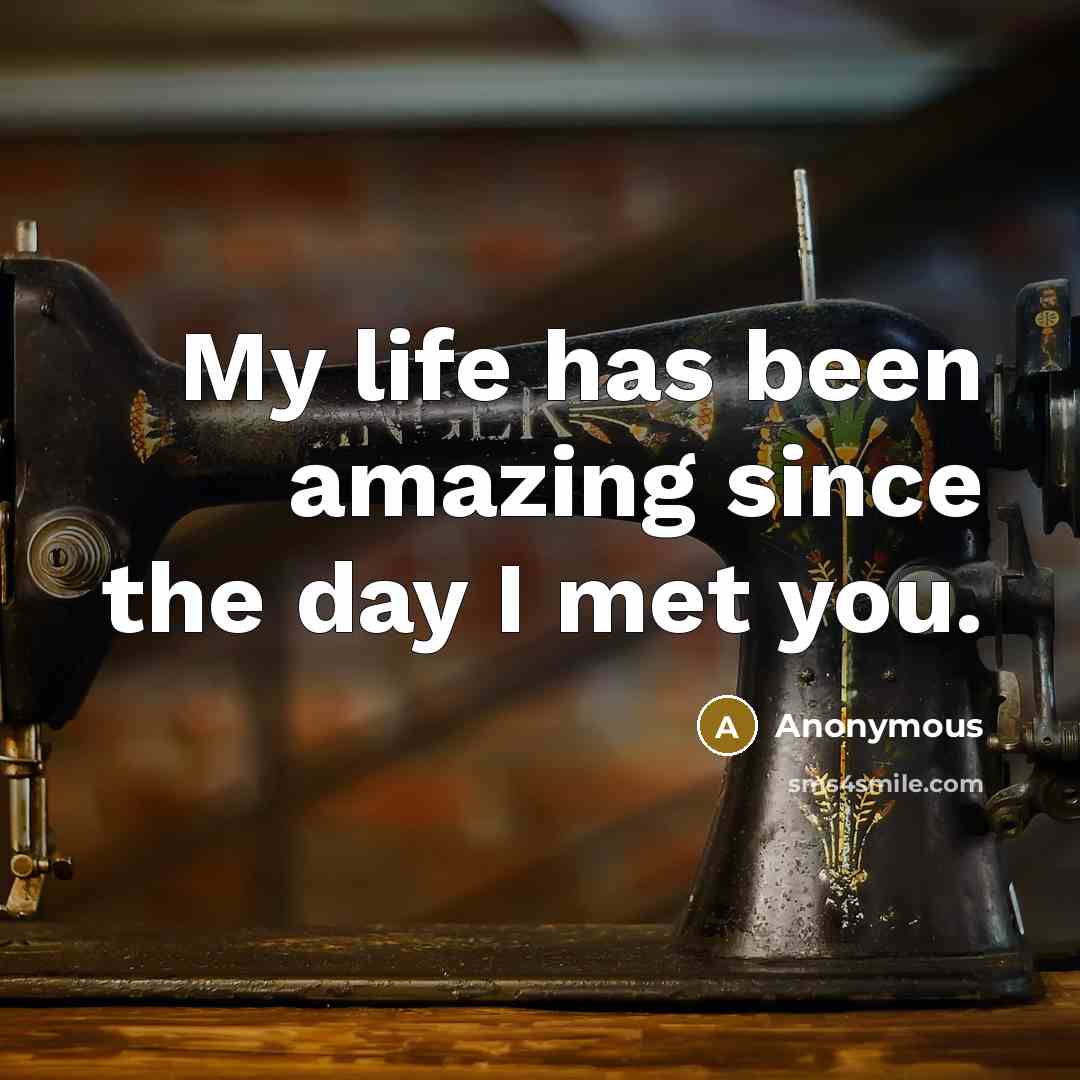 “My life has been amazing since the day I met you.” quote by Anonymous