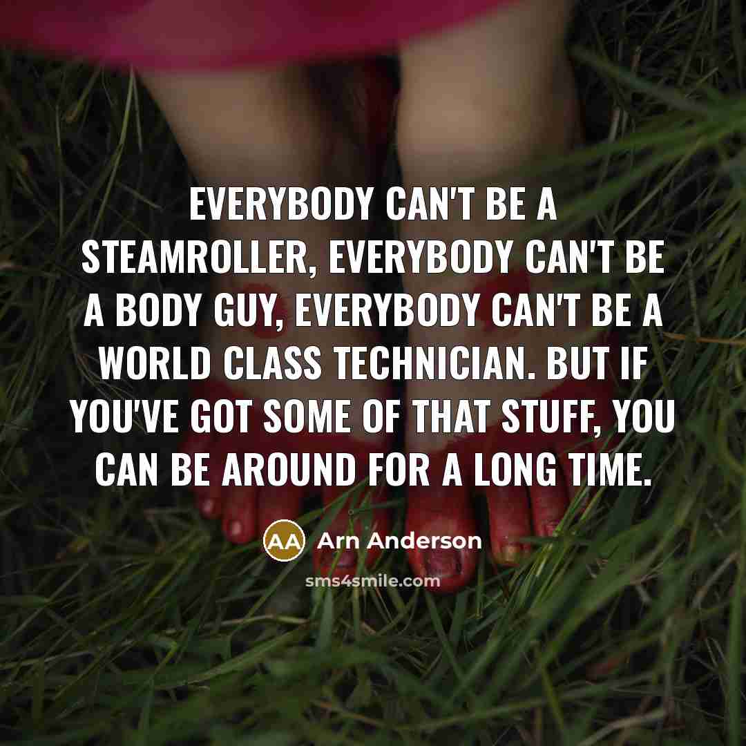 “Everybody can't be a steamroller, everybody can't be a body…” quote by Arn Anderson