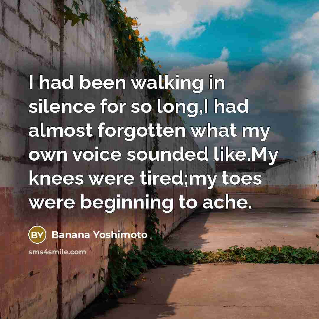 “I had been walking in silence for so long,I had…” quote by Banana Yoshimoto