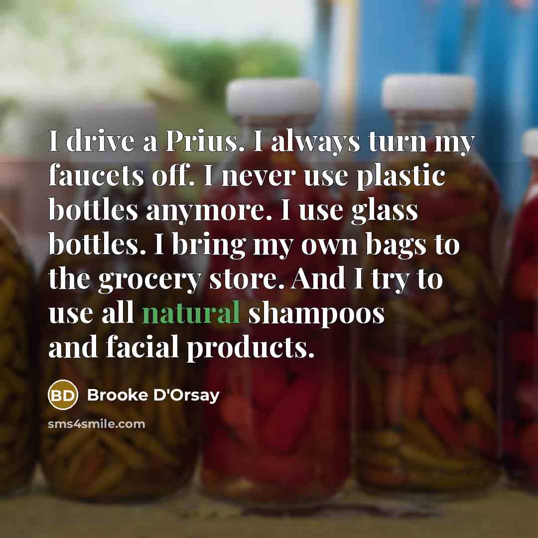 “I drive a Prius. I always turn my faucets off.…” quote by Brooke D'Orsay