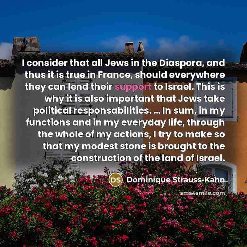 “I consider that all Jews in the Diaspora, and thus…” quote by Dominique Strauss-Kahn
