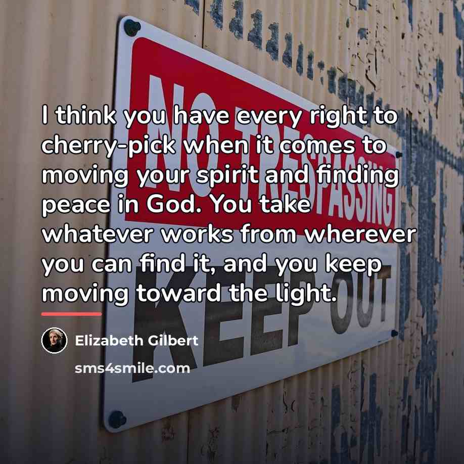 “I think you have every right to cherry-pick when it…” quote by Elizabeth Gilbert