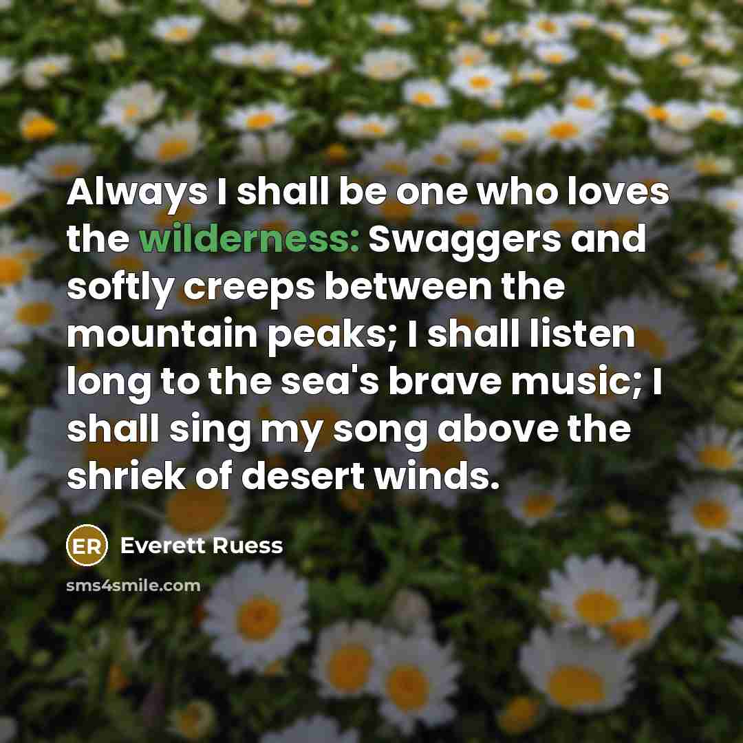 “Always I shall be one who loves the wilderness: Swaggers…” quote by Everett Ruess