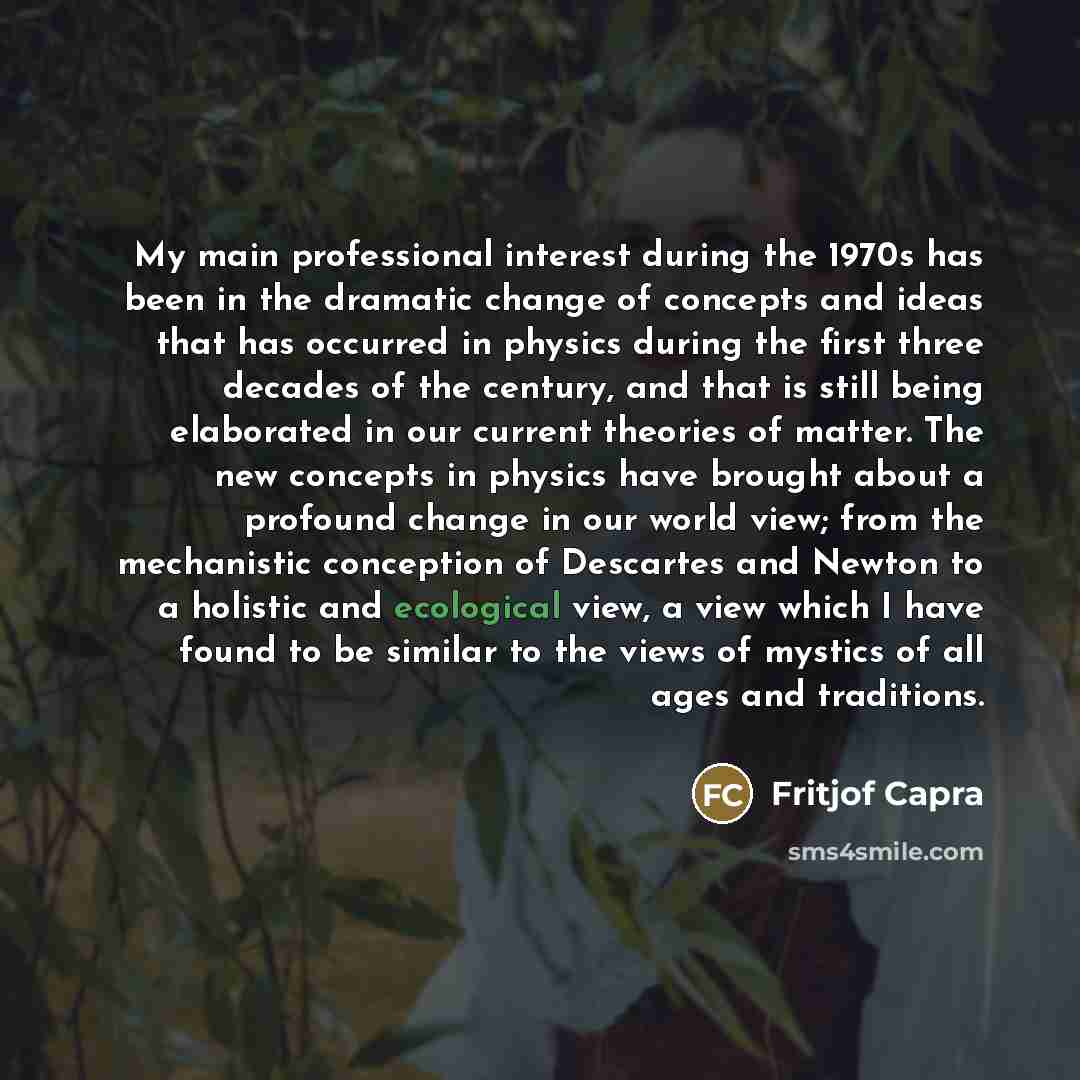 “My main professional interest during the 1970s has been in…” quote by Fritjof Capra
