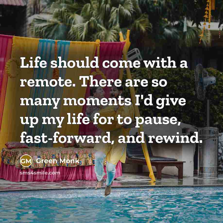 “Life should come with a remote. There are so many…” quote by Green Monk