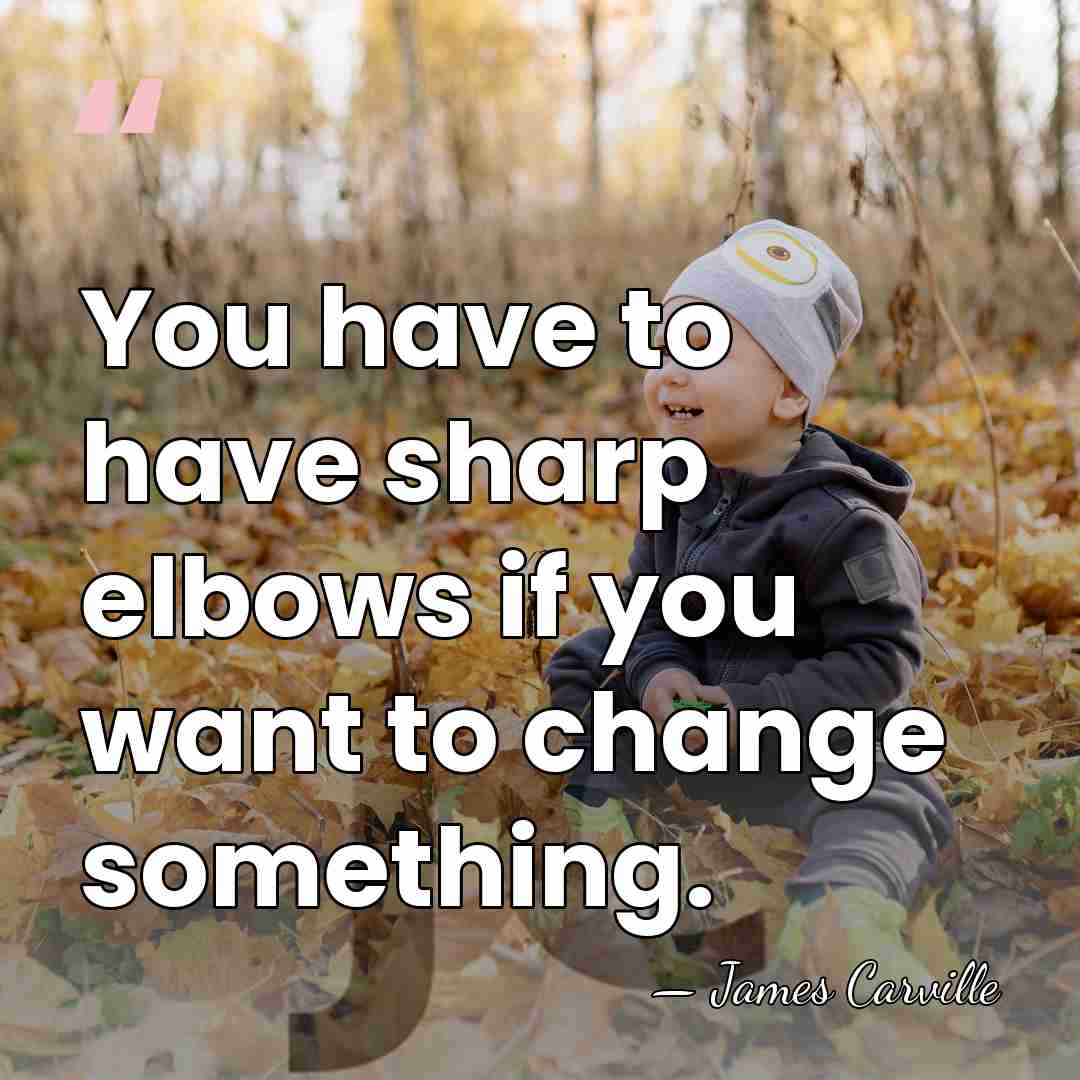 You have to have sharp elbows if you want to change something. - James Carville