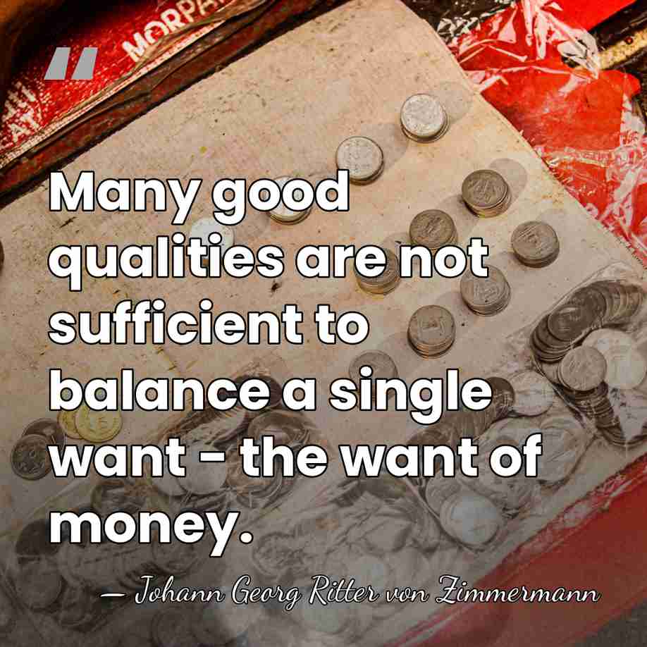 Many good qualities are not sufficient to balance a single want -&hellip; - Johann Georg Ritter von Zimmermann