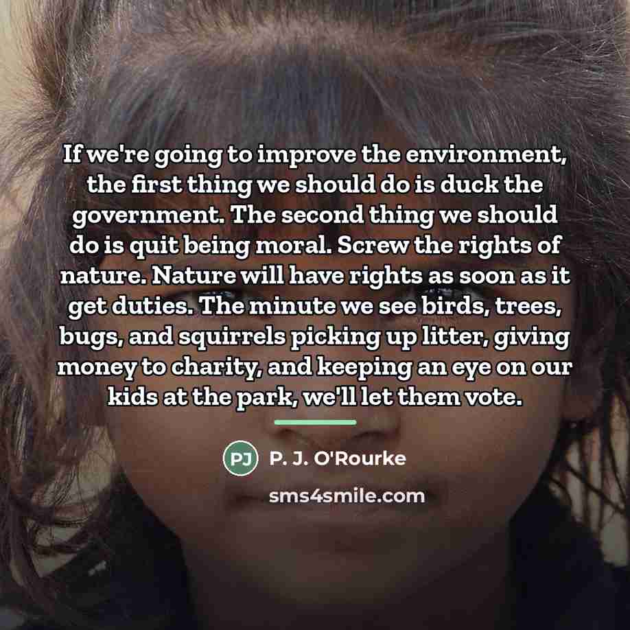 “If we're going to improve the environment, the first thing…” quote by P. J. O'Rourke