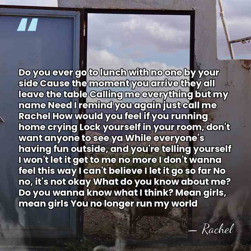 Do you ever go to lunch with no one by your side&hellip; - Rachel