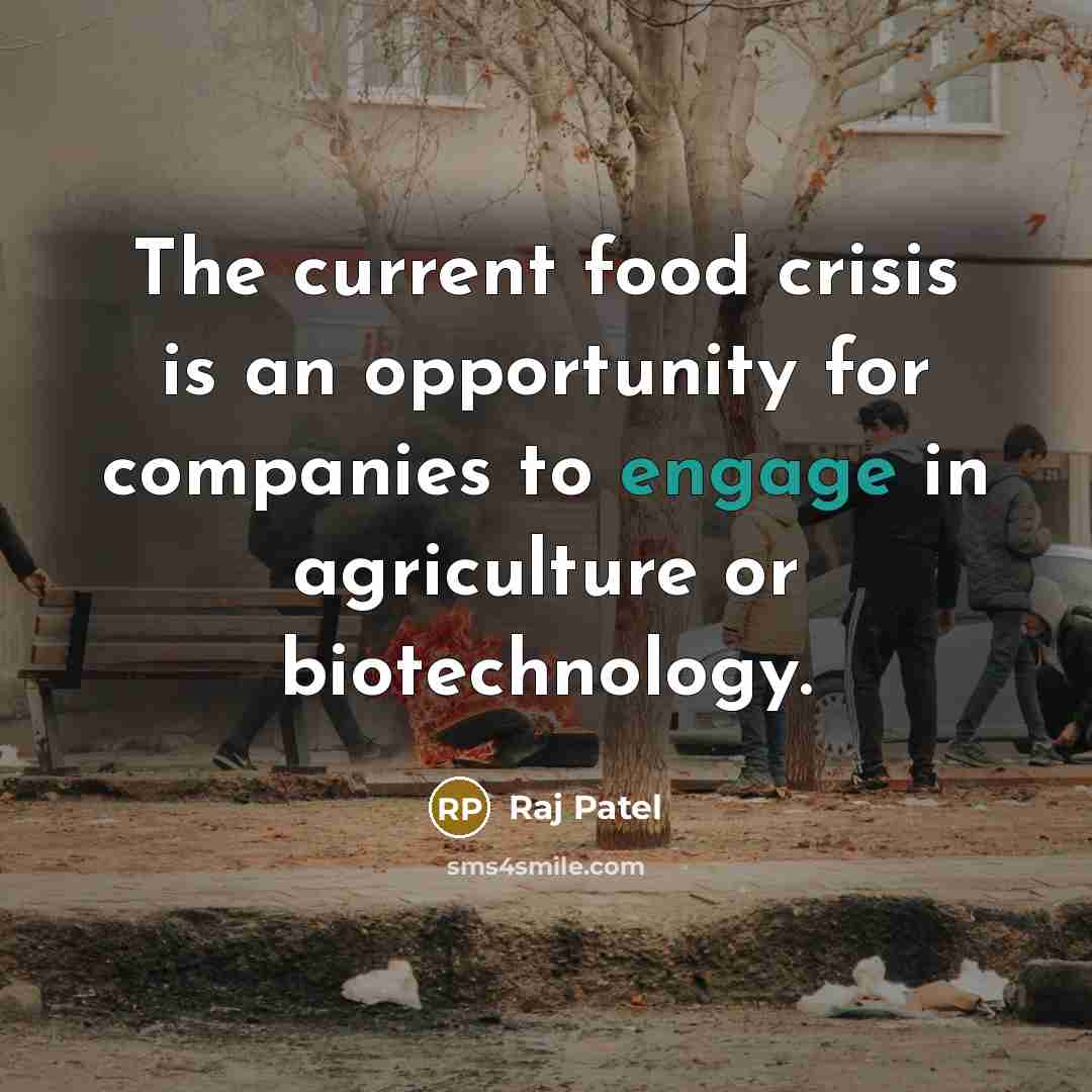 “The current food crisis is an opportunity for companies to…” quote by Raj Patel