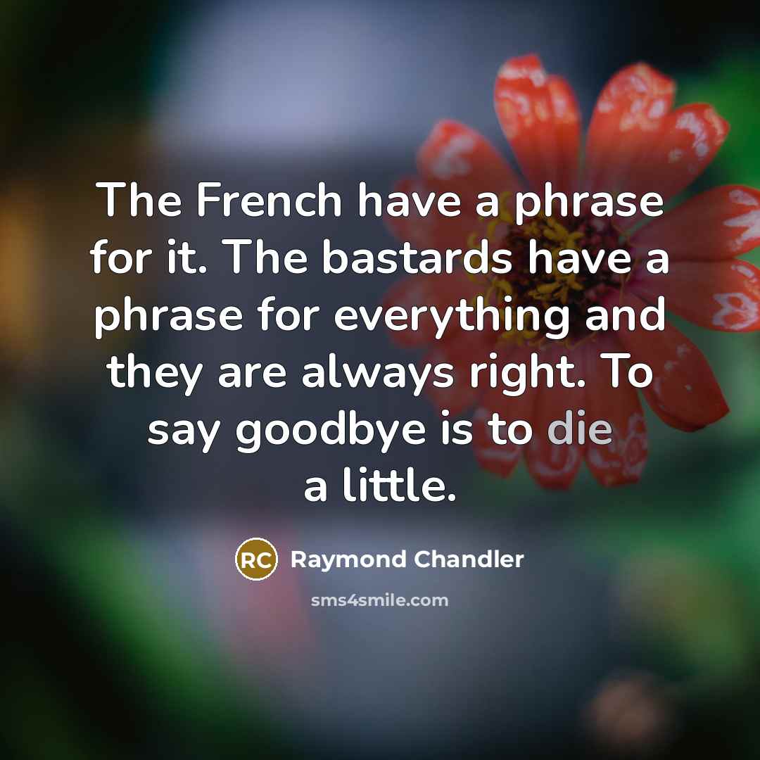 “The French have a phrase for it. The bastards have…” quote by Raymond Chandler