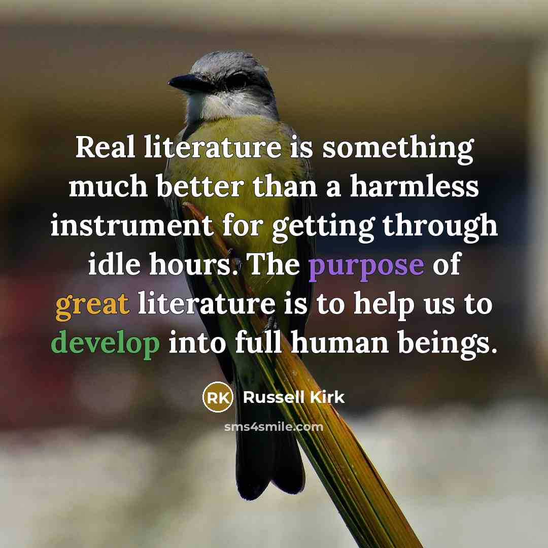 “Real literature is something much better than a harmless instrument…” quote by Russell Kirk