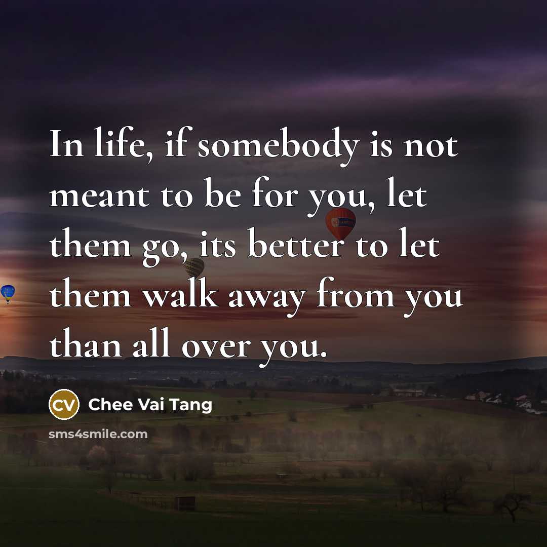 “In life, if somebody is not meant to be for…” quote by Chee Vai Tang