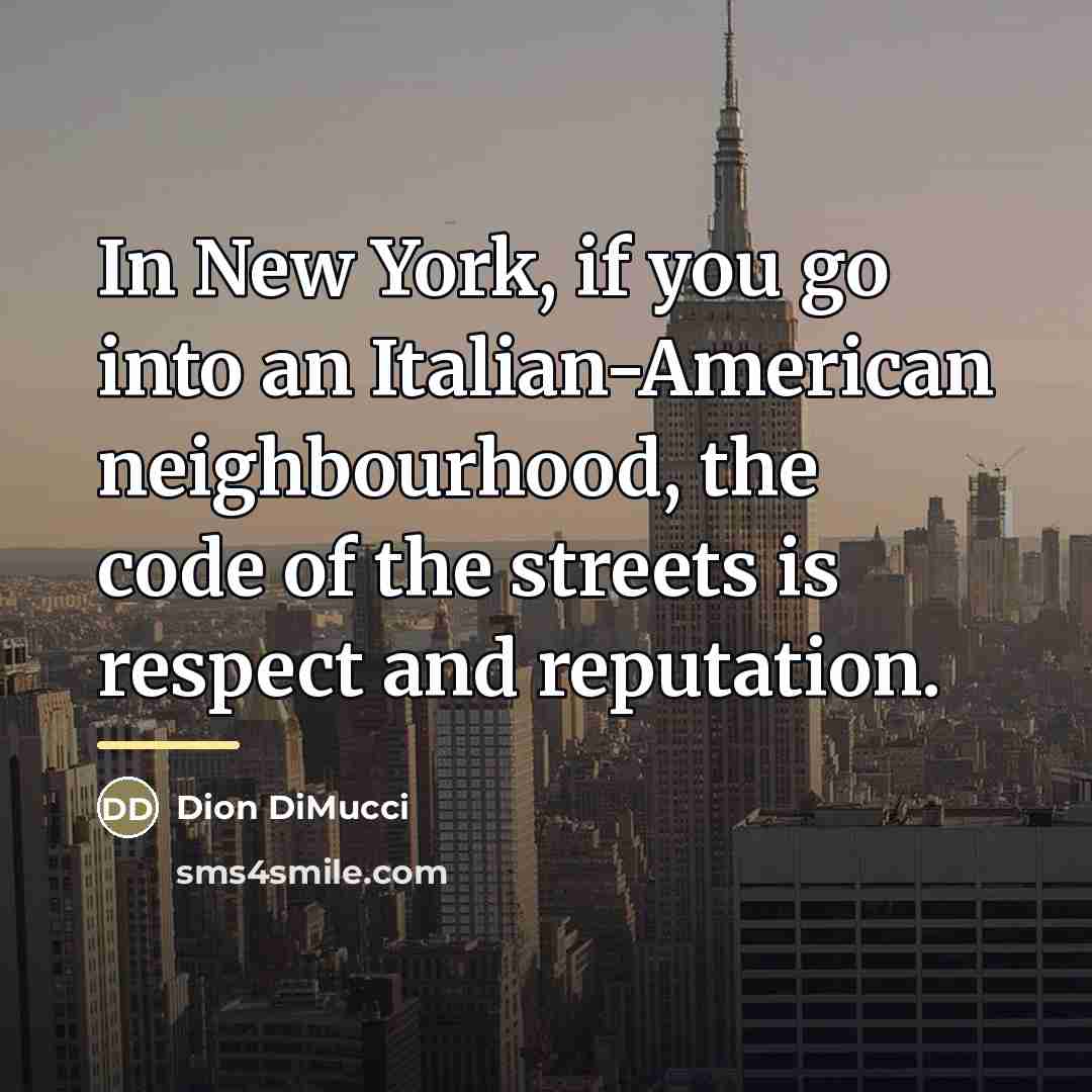 “In New York, if you go into an Italian-American neighbourhood,…” quote by Dion DiMucci