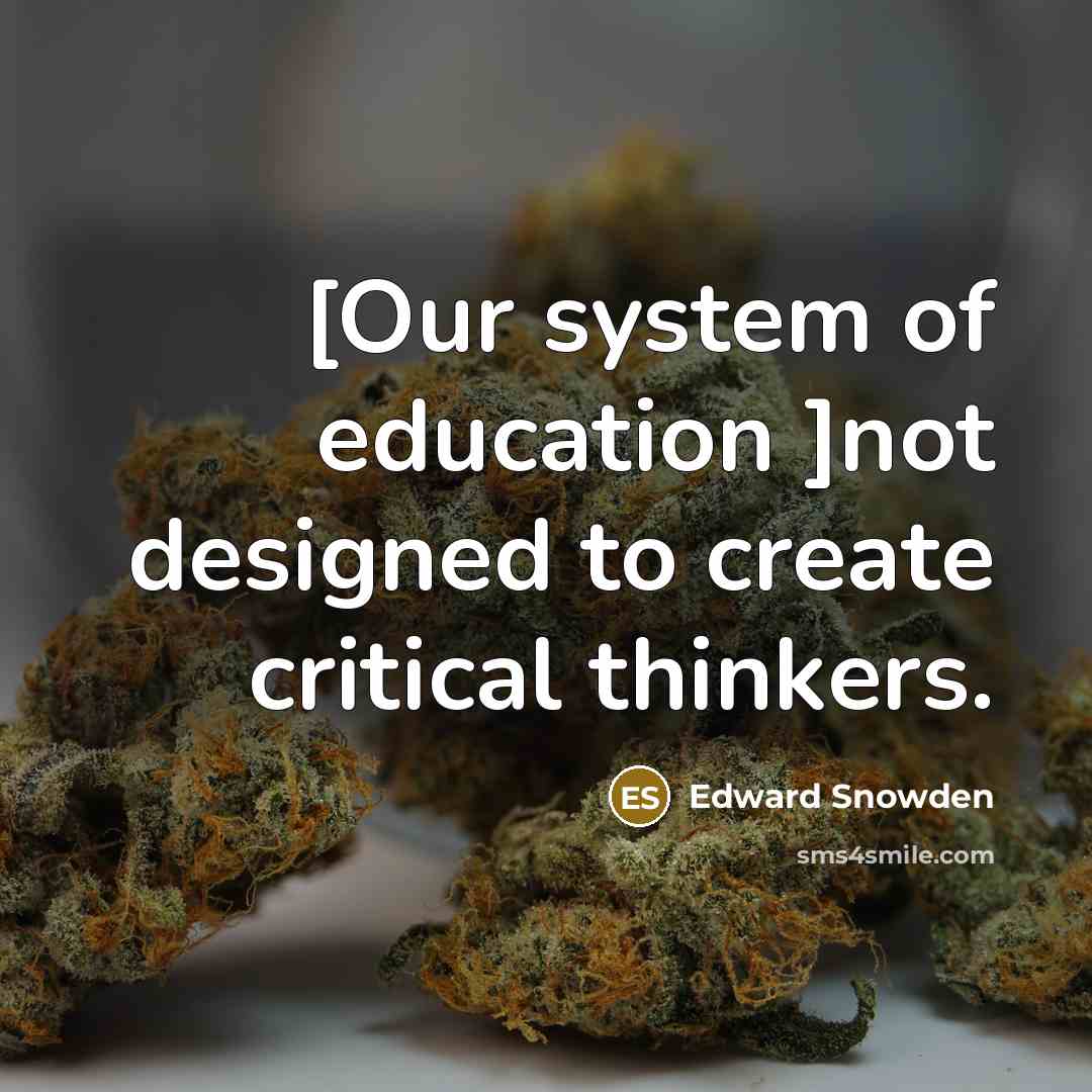 “[Our system of education ]not designed to create critical thinkers.…” quote by Edward Snowden