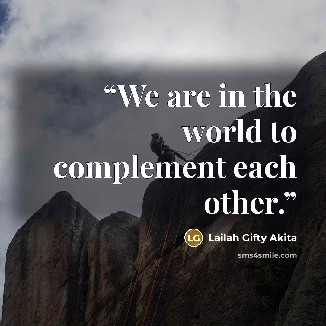 “We are in the world to complement each other.” quote by Lailah Gifty Akita