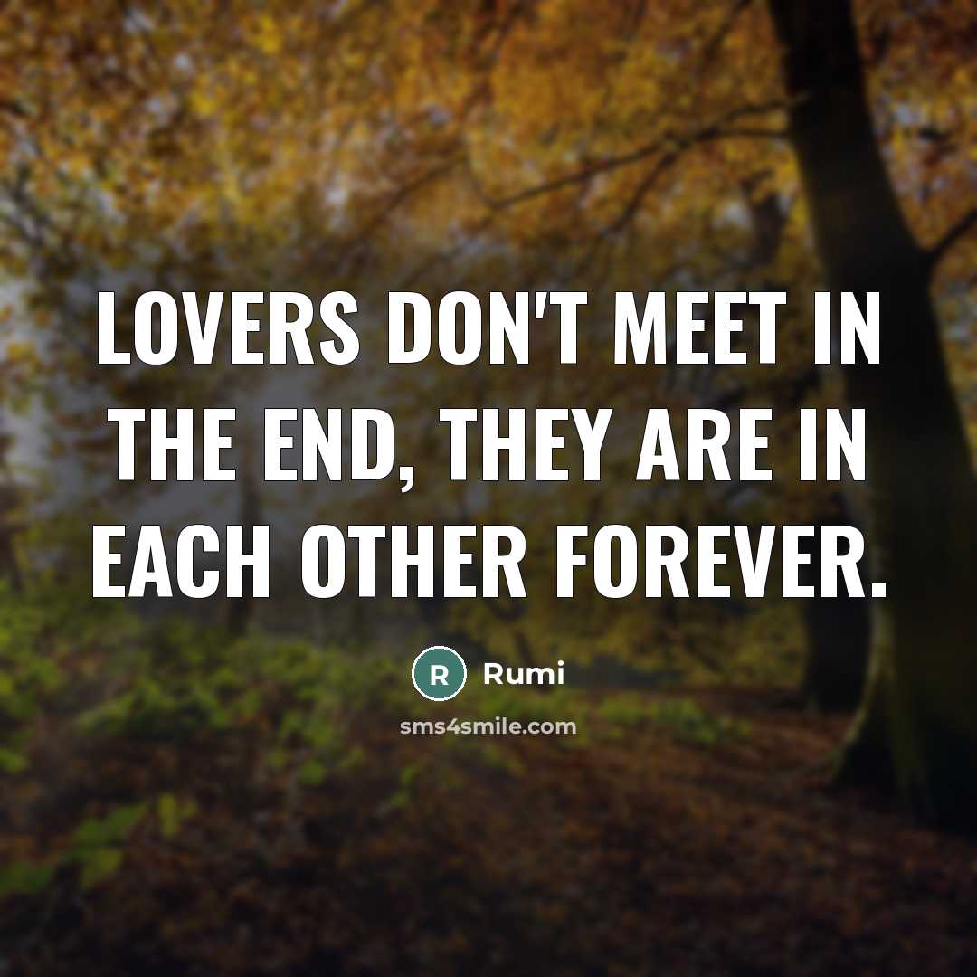 “Lovers don't meet in the end, they are in each…” quote by Rumi