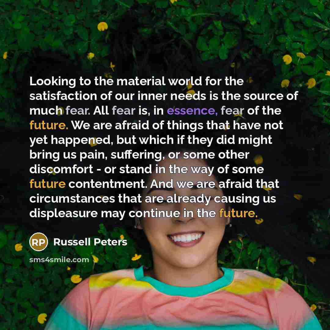 “Looking to the material world for the satisfaction of our…” quote by Russell Peters