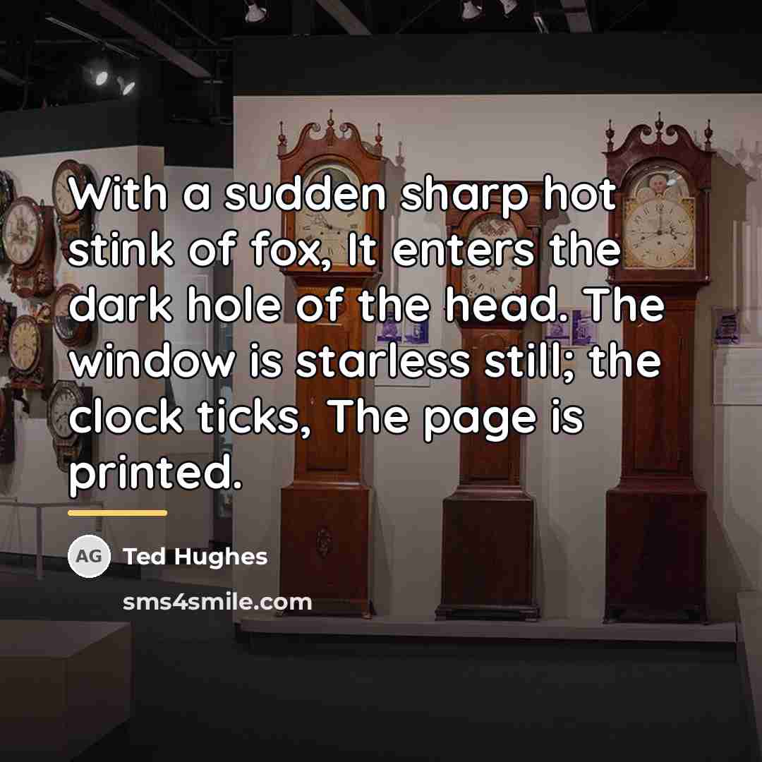 “With a sudden sharp hot stink of fox, It enters…” quote by Ted Hughes