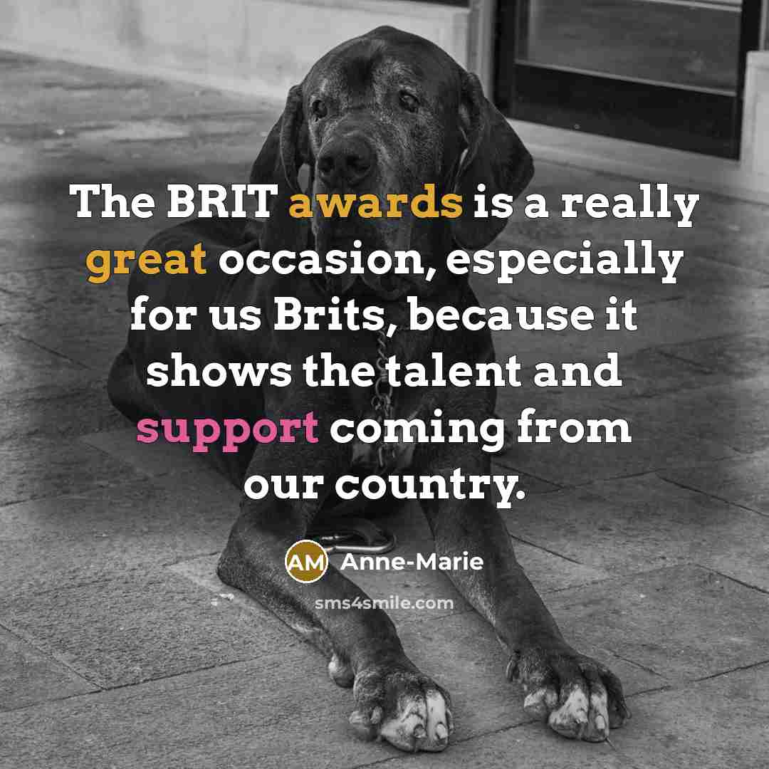 “The BRIT awards is a really great occasion, especially for us Brits, because it shows the talent and support coming from our country.” quote by Anne-Marie