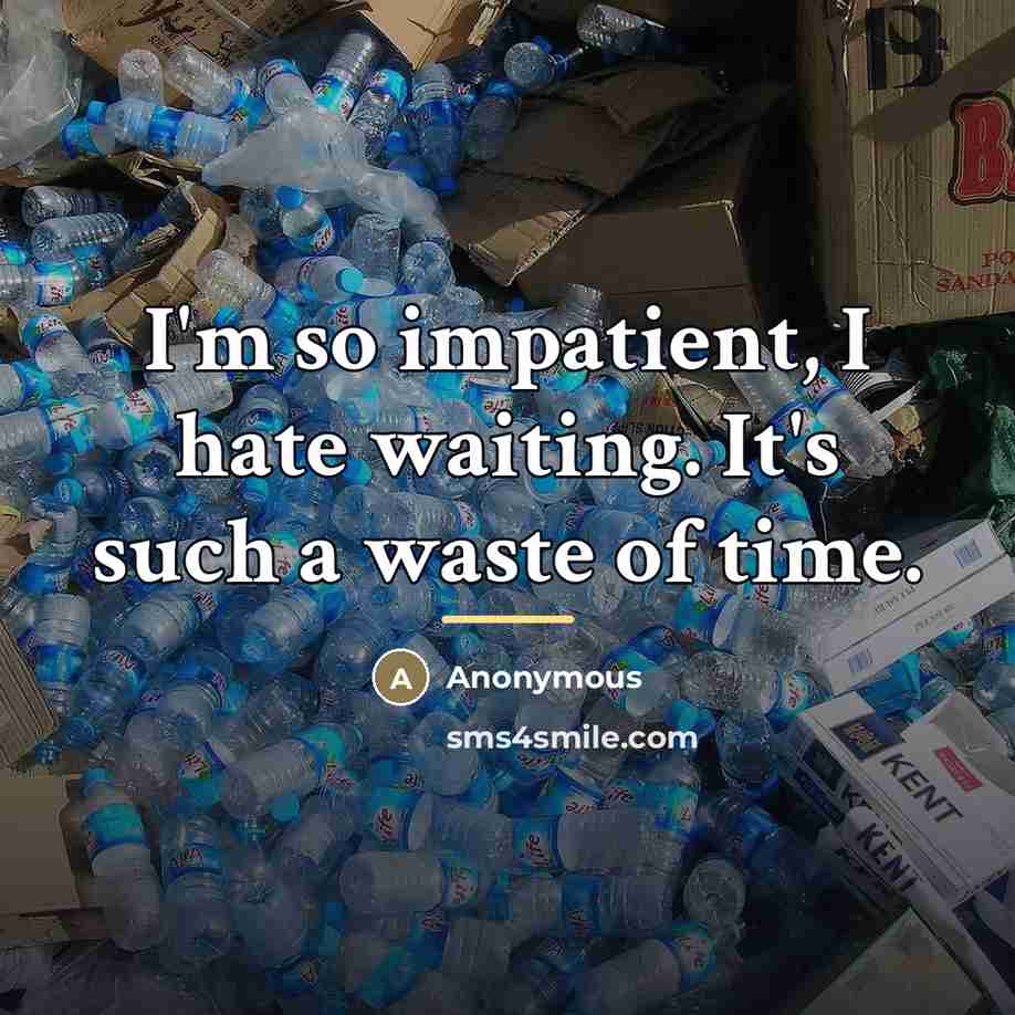 “I'm so impatient, I hate waiting. It's such a waste…” quote by Anonymous