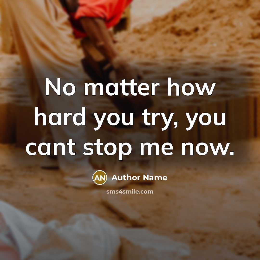 “No matter how hard you try, you cant stop me…” quote by Author Name