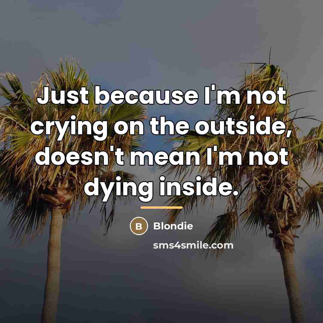 “Just because I'm not crying on the outside, doesn't mean…” quote by Blondie