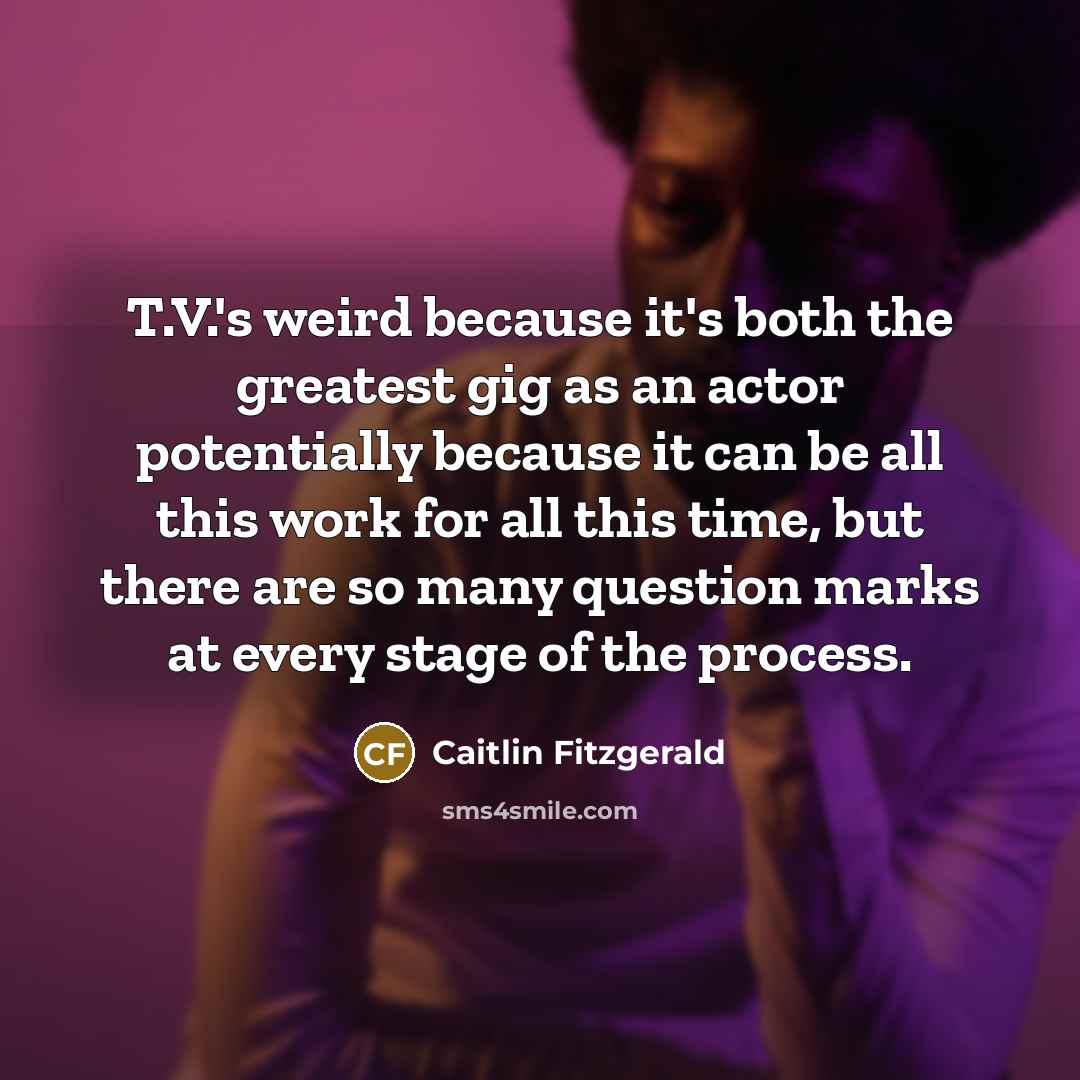 “T.V.'s weird because it's both the greatest gig as an…” quote by Caitlin Fitzgerald