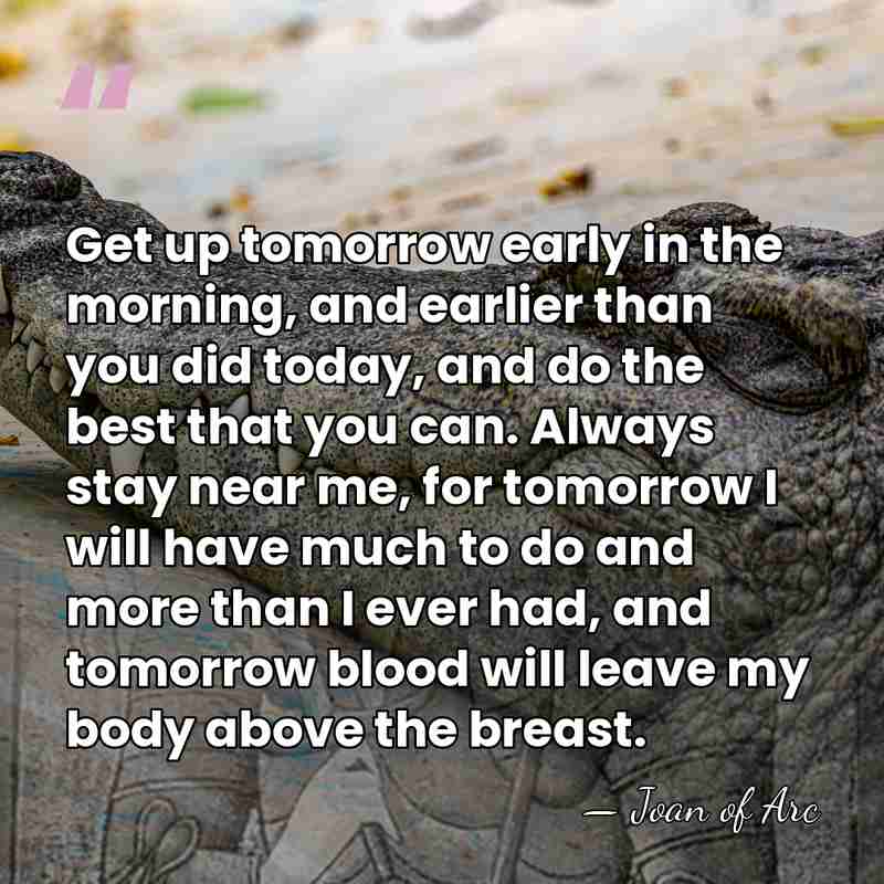 Get up tomorrow early in the morning, and earlier than you did&hellip; - Joan of Arc