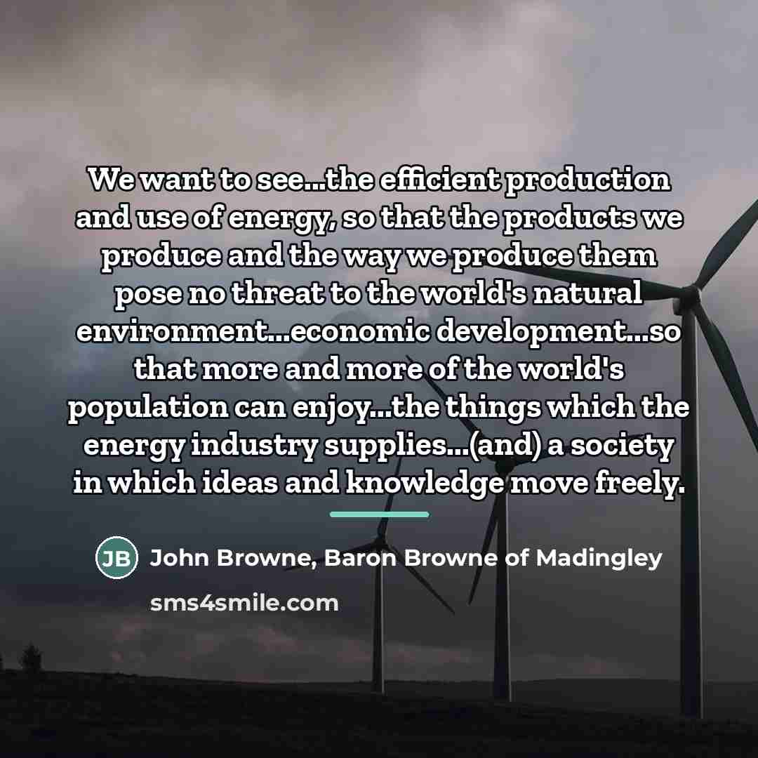 “We want to see...the efficient production and use of energy,…” quote by John Browne, Baron Browne of Madingley