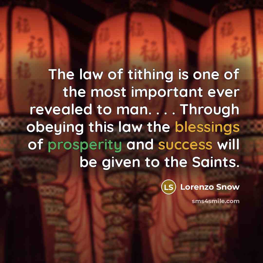 “The law of tithing is one of the most important…” quote by Lorenzo Snow