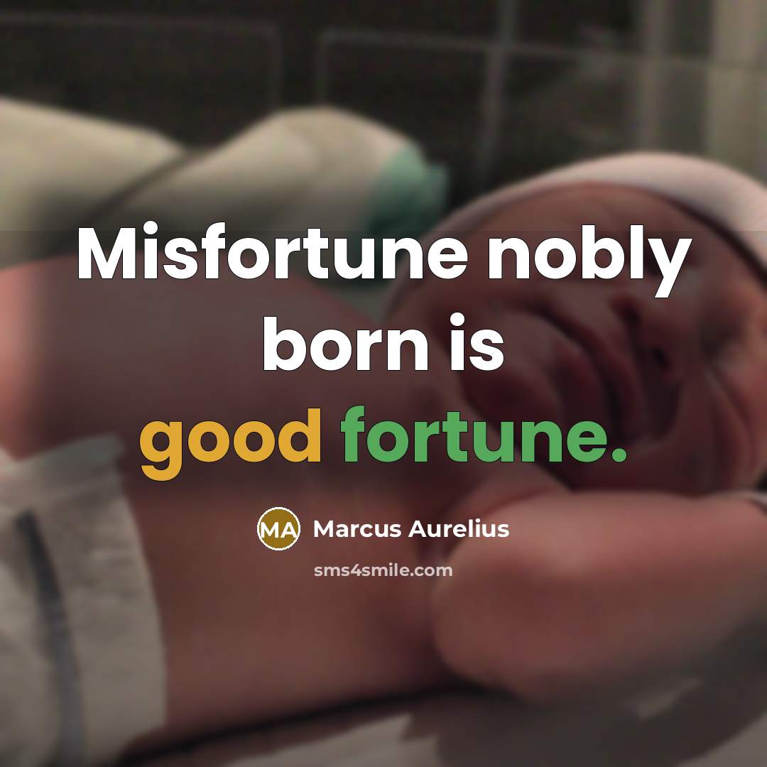 “Misfortune nobly born is good fortune.…” quote by Marcus Aurelius