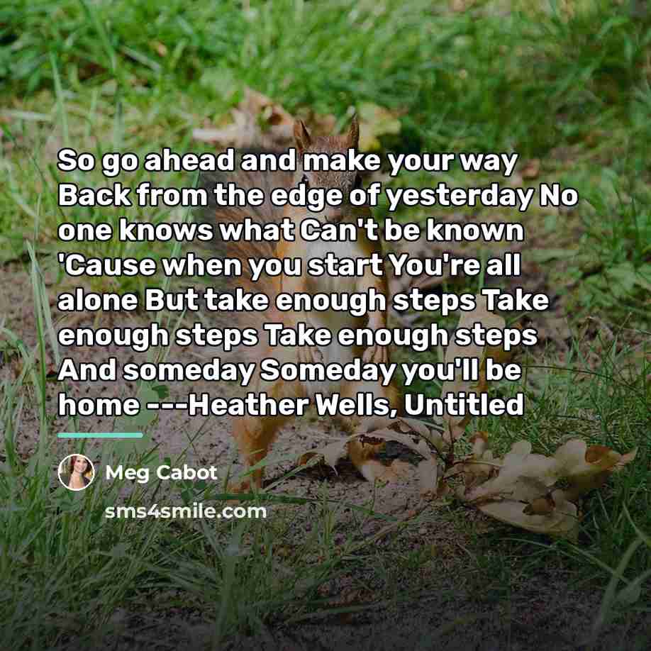 “So go ahead and make your way Back from the…” quote by Meg Cabot