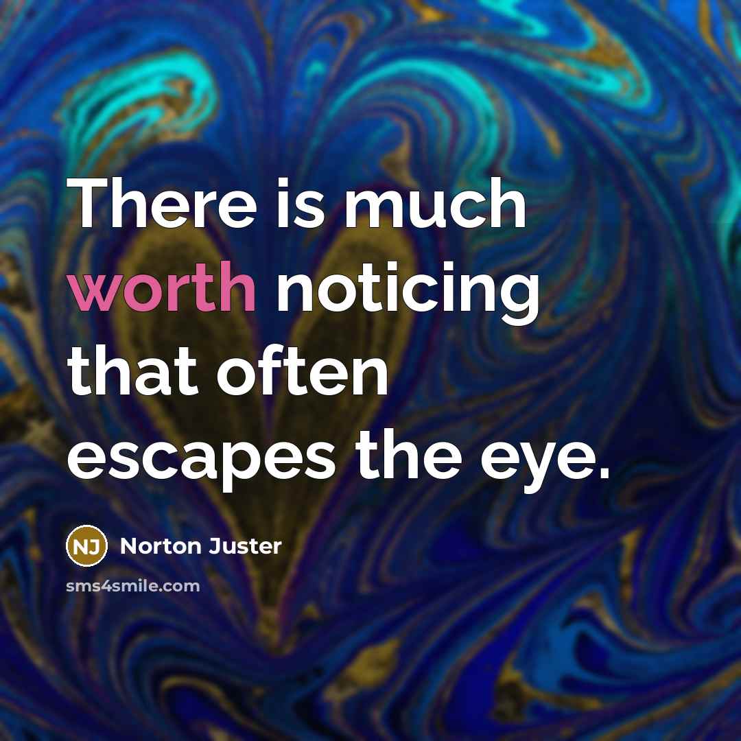 “There is much worth noticing that often escapes the eye.” quote by Norton Juster