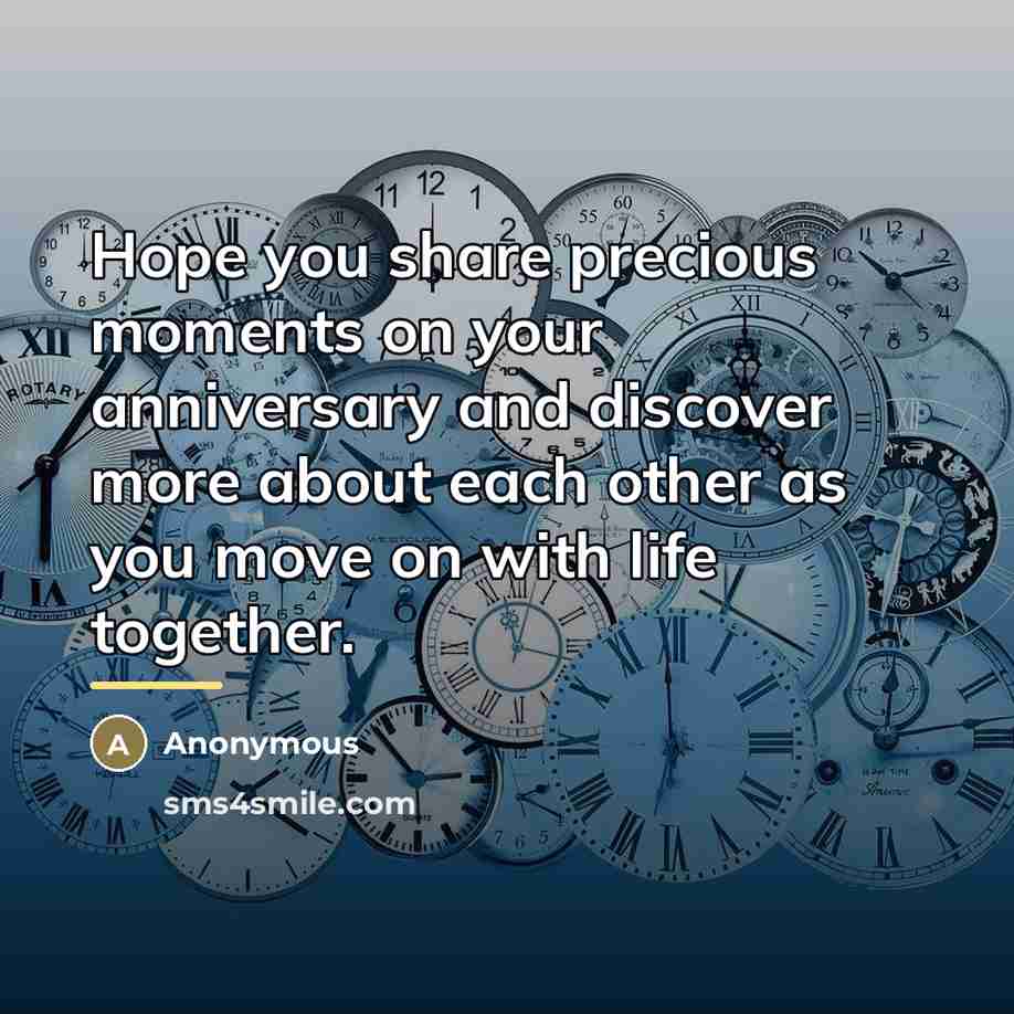 “Hope you share precious moments on your anniversary and discover…” quote by Anonymous