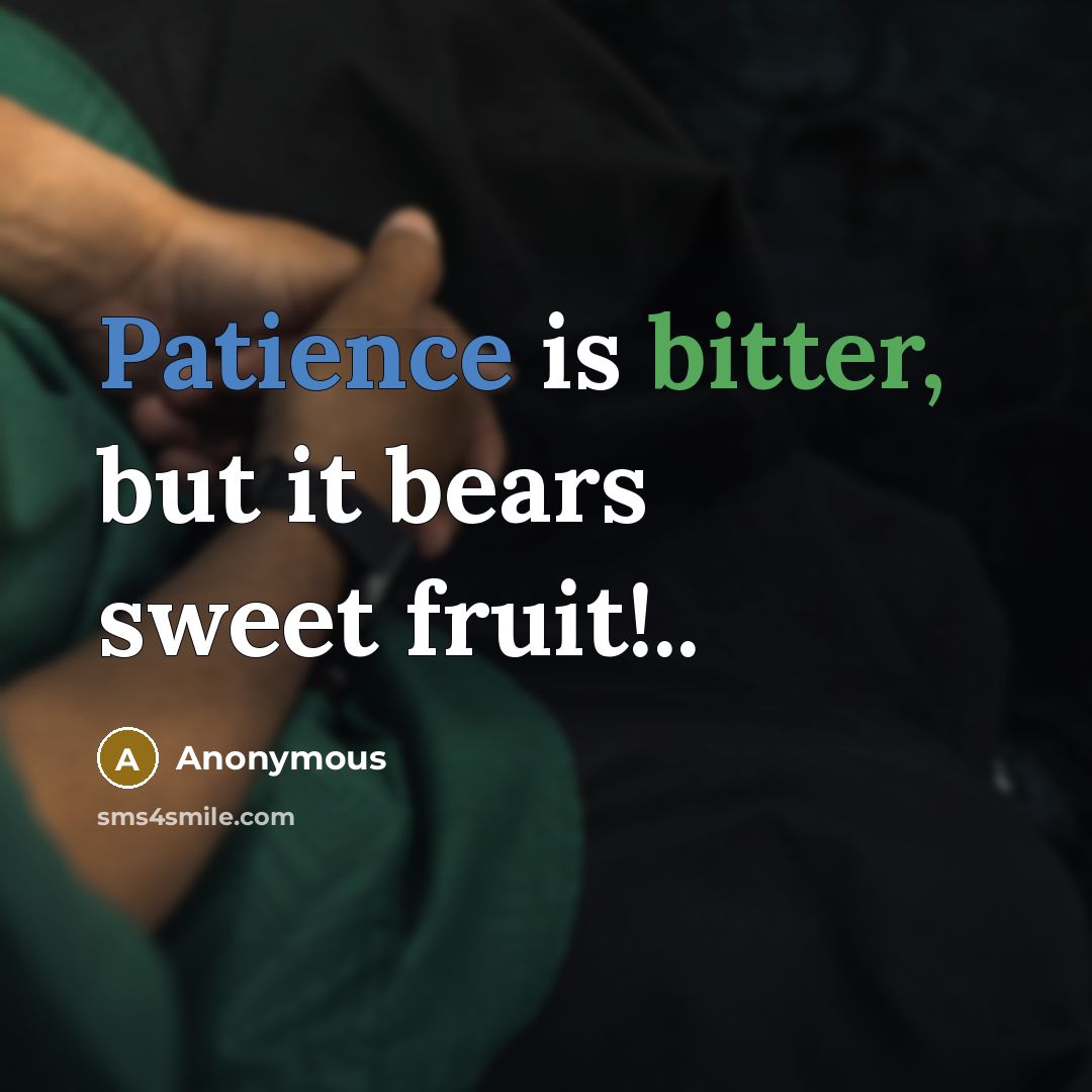 “Patience is bitter, but it bears sweet fruit!..” quote by Anonymous