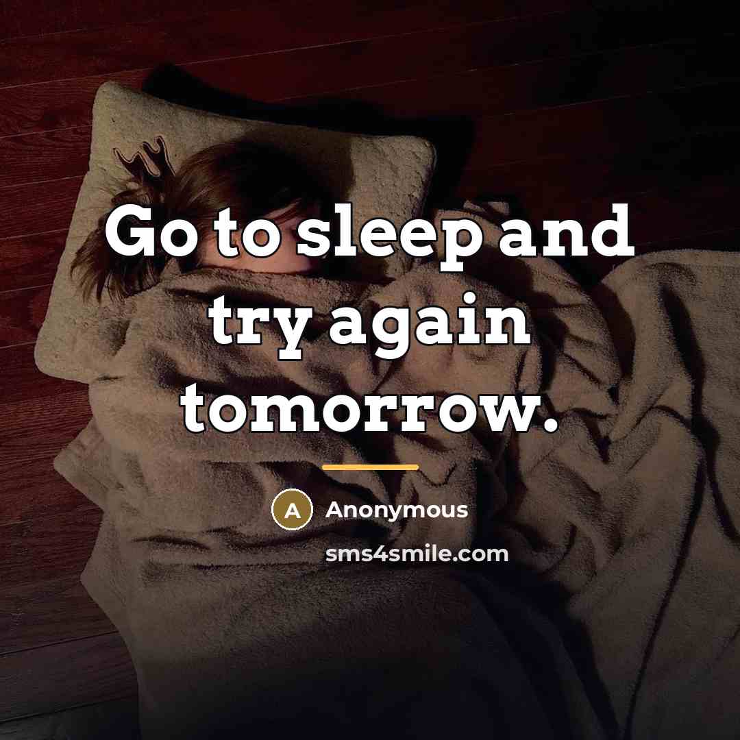 “Go to sleep and try again tomorrow.…” quote by Anonymous