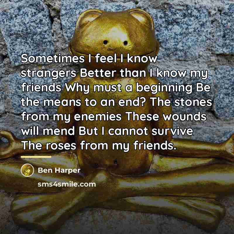 “Sometimes I feel I know strangers Better than I know…” quote by Ben Harper