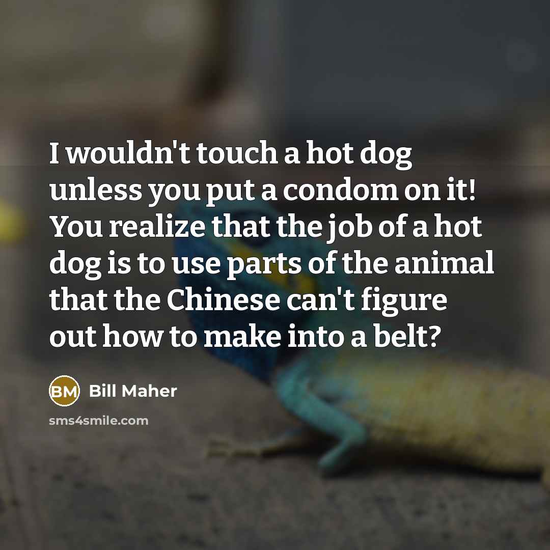 “I wouldn't touch a hot dog unless you put a…” quote by Bill Maher
