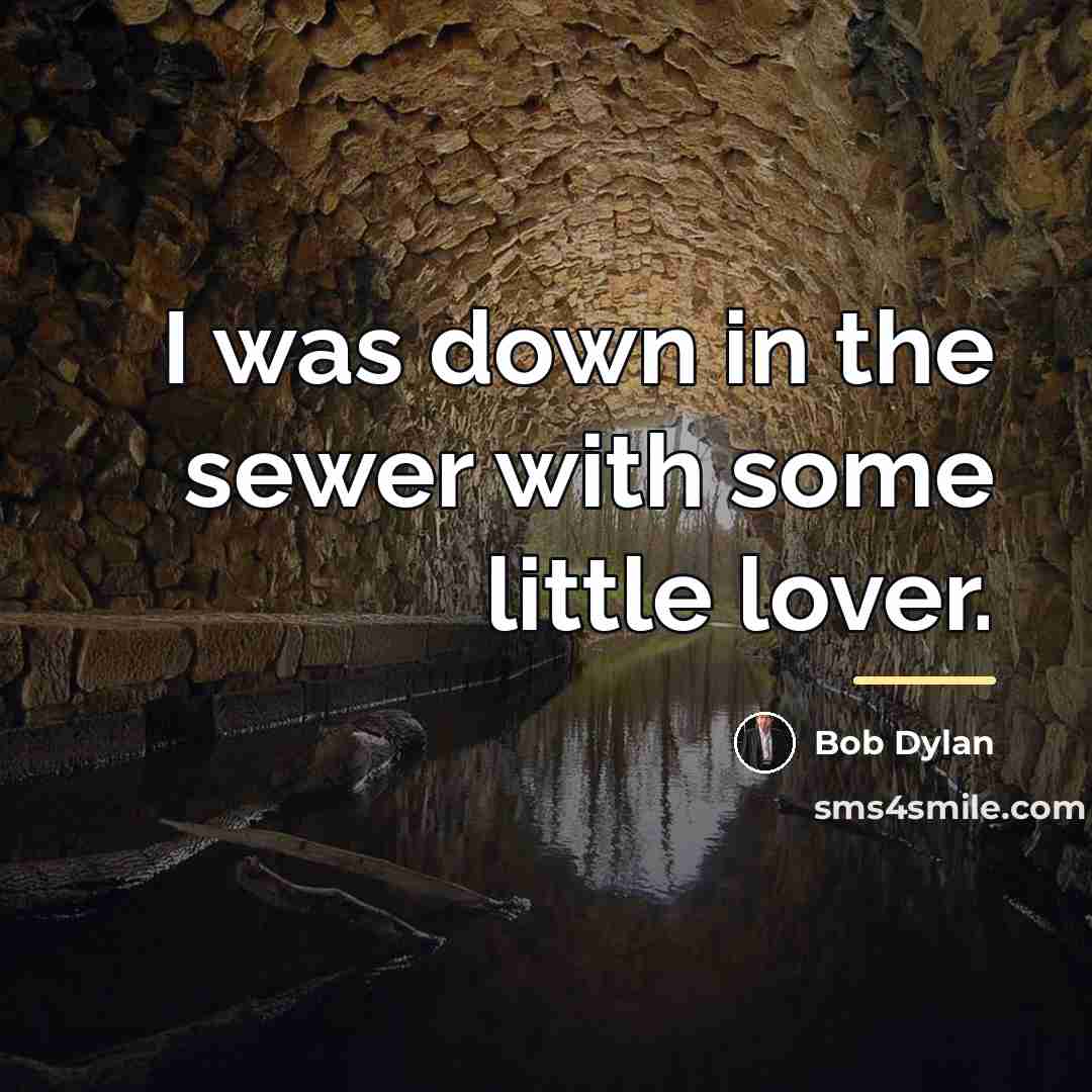 “I was down in the sewer with some little lover.…” quote by Bob Dylan