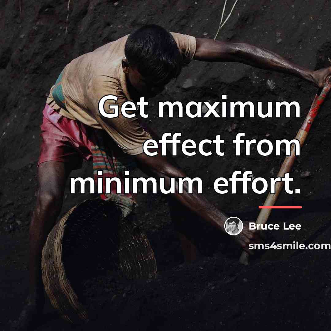 “Get maximum effect from minimum effort.…” quote by Bruce Lee
