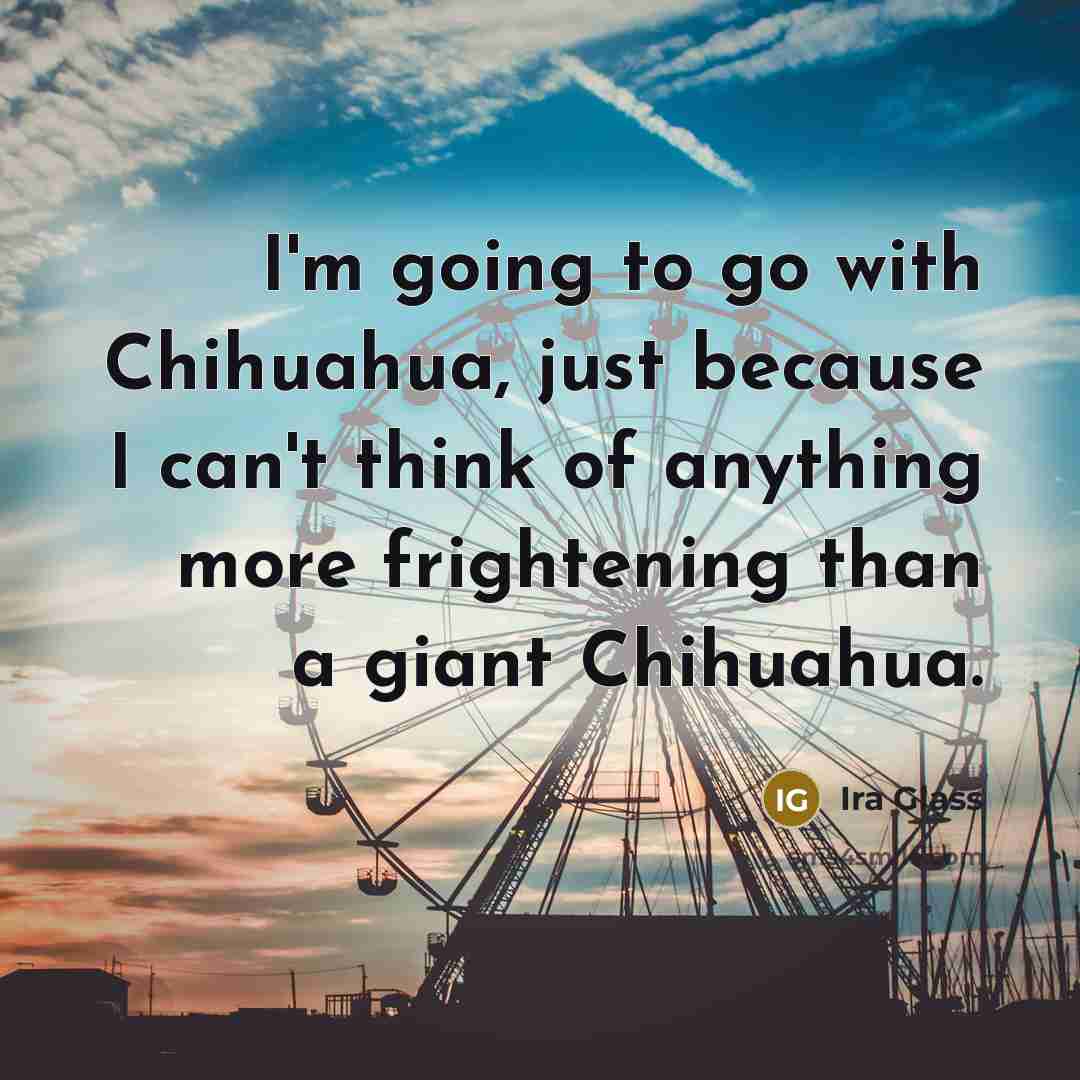 “I'm going to go with Chihuahua, just because I can't…” quote by Ira Glass