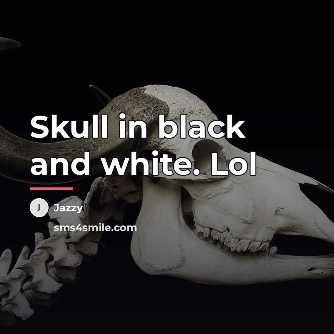 “Skull in black and white. Lol…” quote by Jazzy