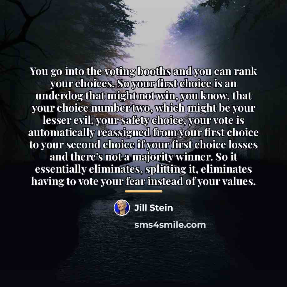 “You go into the voting booths and you can rank…” quote by Jill Stein