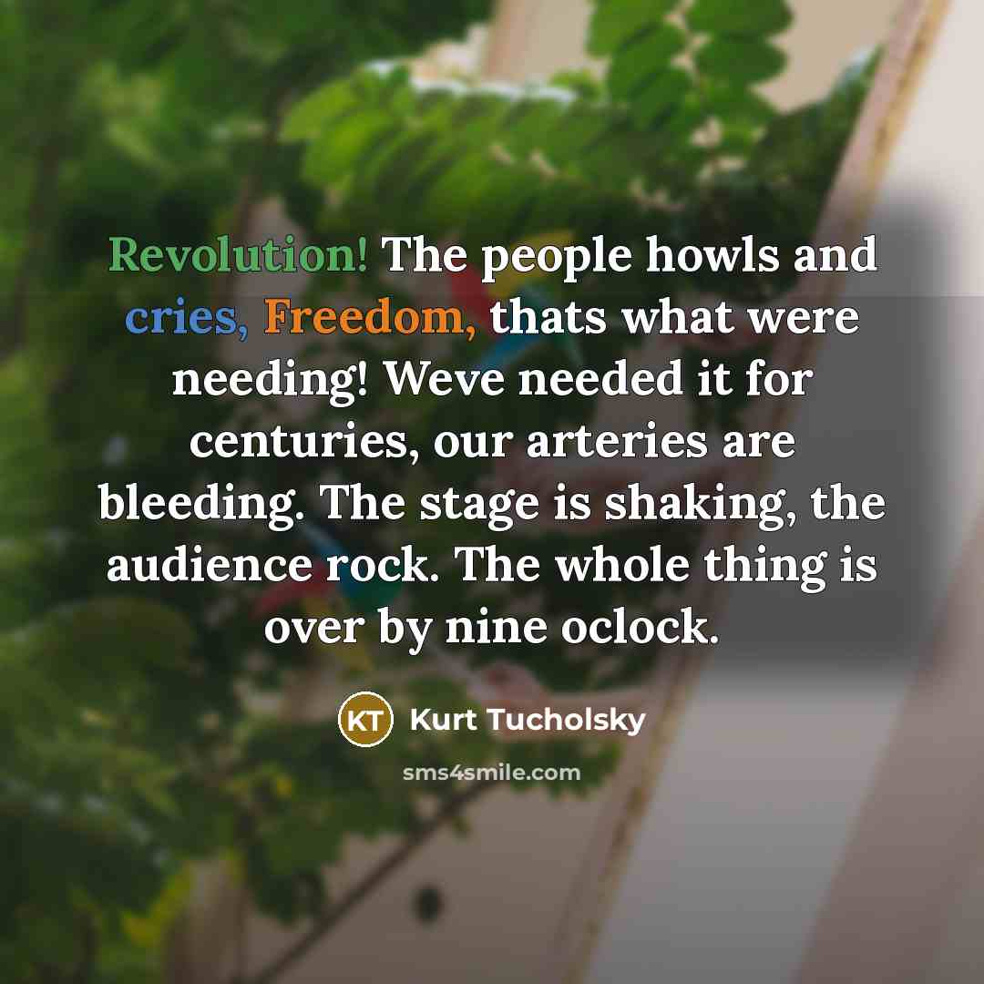 “Revolution! The people howls and cries, Freedom, thats what were…” quote by Kurt Tucholsky
